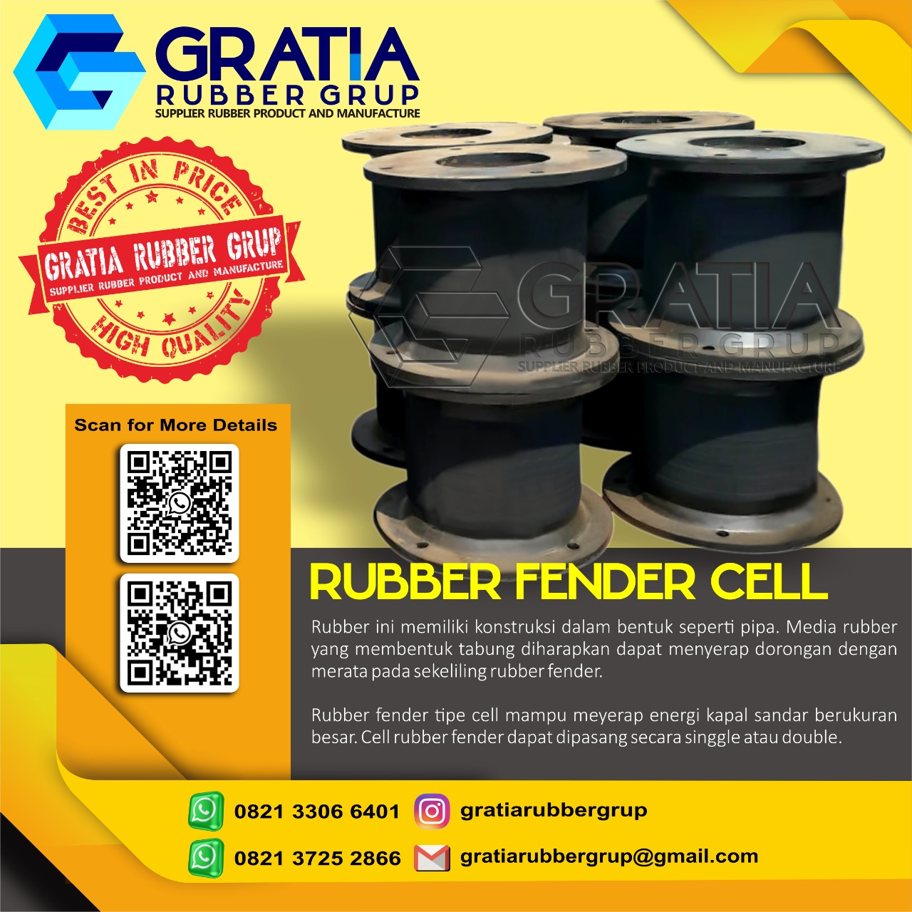 Jual Rubber Fender Berkualitas  Melayani Pengiriman Ke Palembang Sumatera Selatan Hub 0821 3306 0461