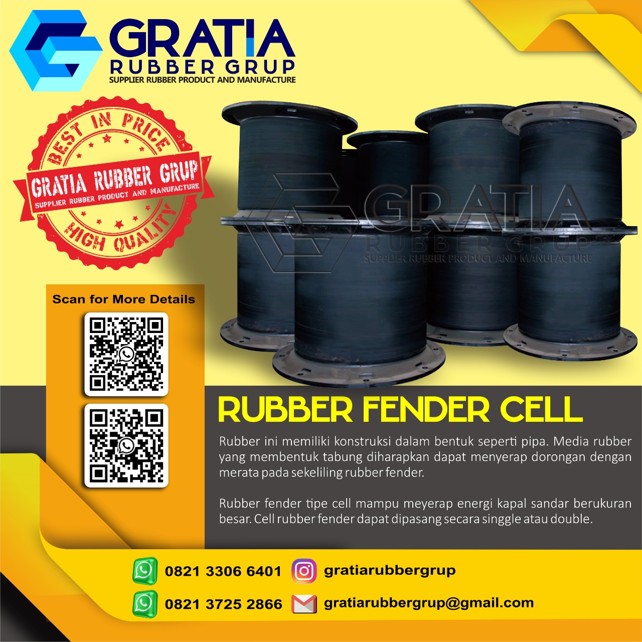 Supplier Rubber Fender Berkualitas  Melayani Pengiriman Ke Mamuju Sulawesi Hub 0821 3306 0461