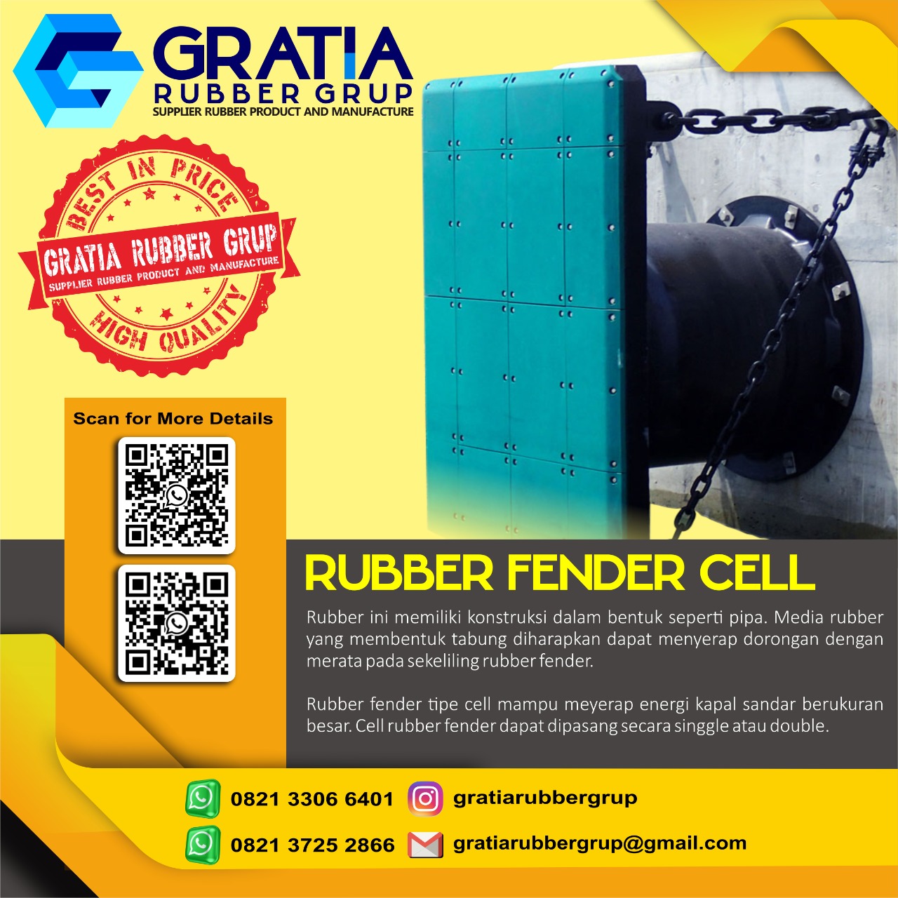 Distributor Rubber Fender Berkualitas  Melayani Pengiriman Ke Puuwatu Kota Melayani Pengiriman Ke Tawaeli Palu Sulawesi Tengah Hub 0821 3306 0461