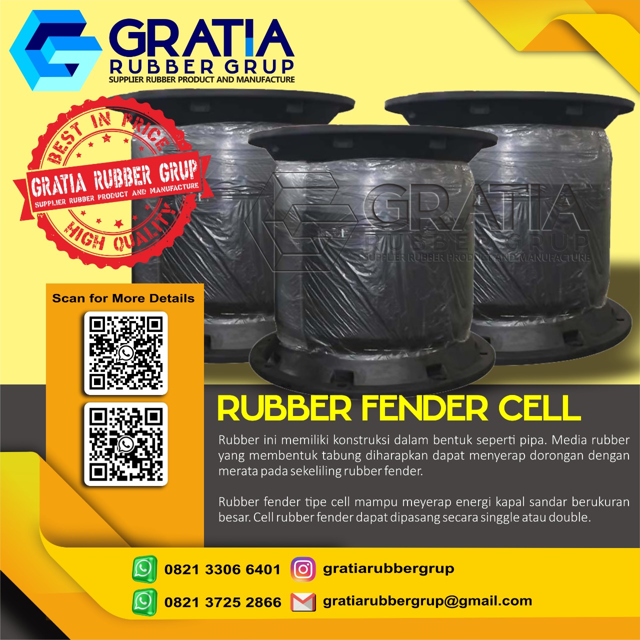 Supplier Rubber Fender Berkualitas  Melayani Pengiriman Ke Tanjung Selor Hub 0821 3306 0461