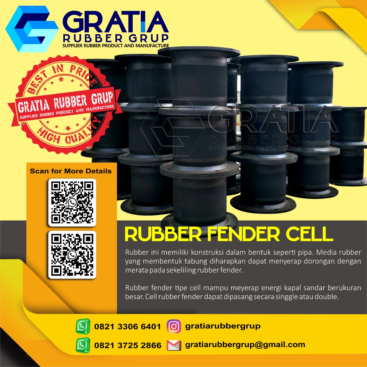 Supplier Rubber Fender Murah Dan Berkualitas  Melayani Pengiriman Ke Palopo Sulawesi Hub 0821 3306 0461