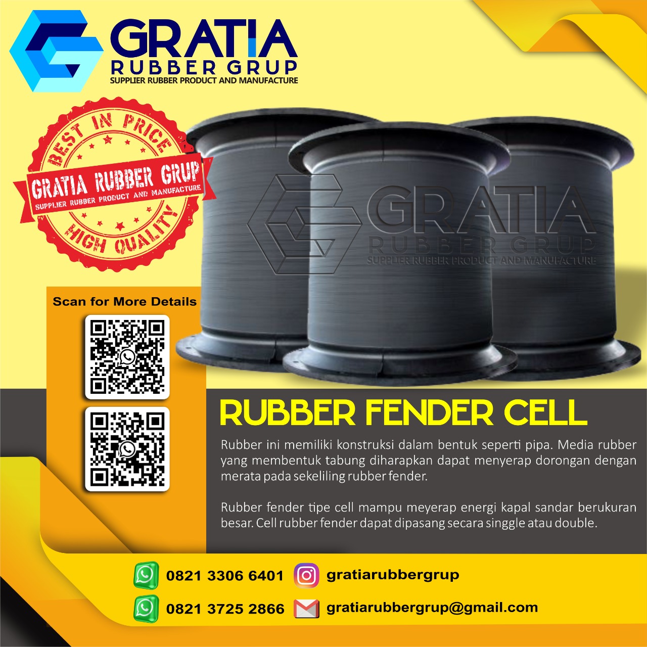 Distributor Rubber Fender Terbaik  Melayani Pengiriman Ke Parepare Sulawesi Hub 0821 3306 0461
