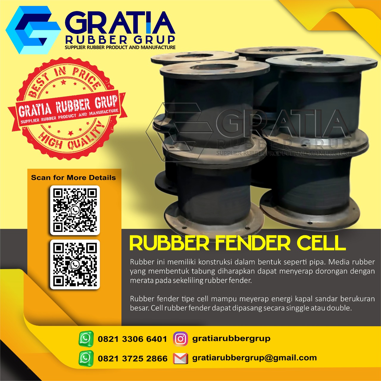 Supplier Rubber Fender Berkualitas  Melayani Pengiriman Ke Gorontalo Sulawesi Hub 0821 3306 0461