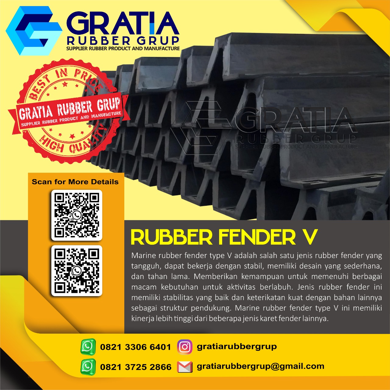 Supplier Rubber Fender Boat Berkualitas  Melayani Pengiriman Ke Tanjung Selor Hub 0821 3306 0461