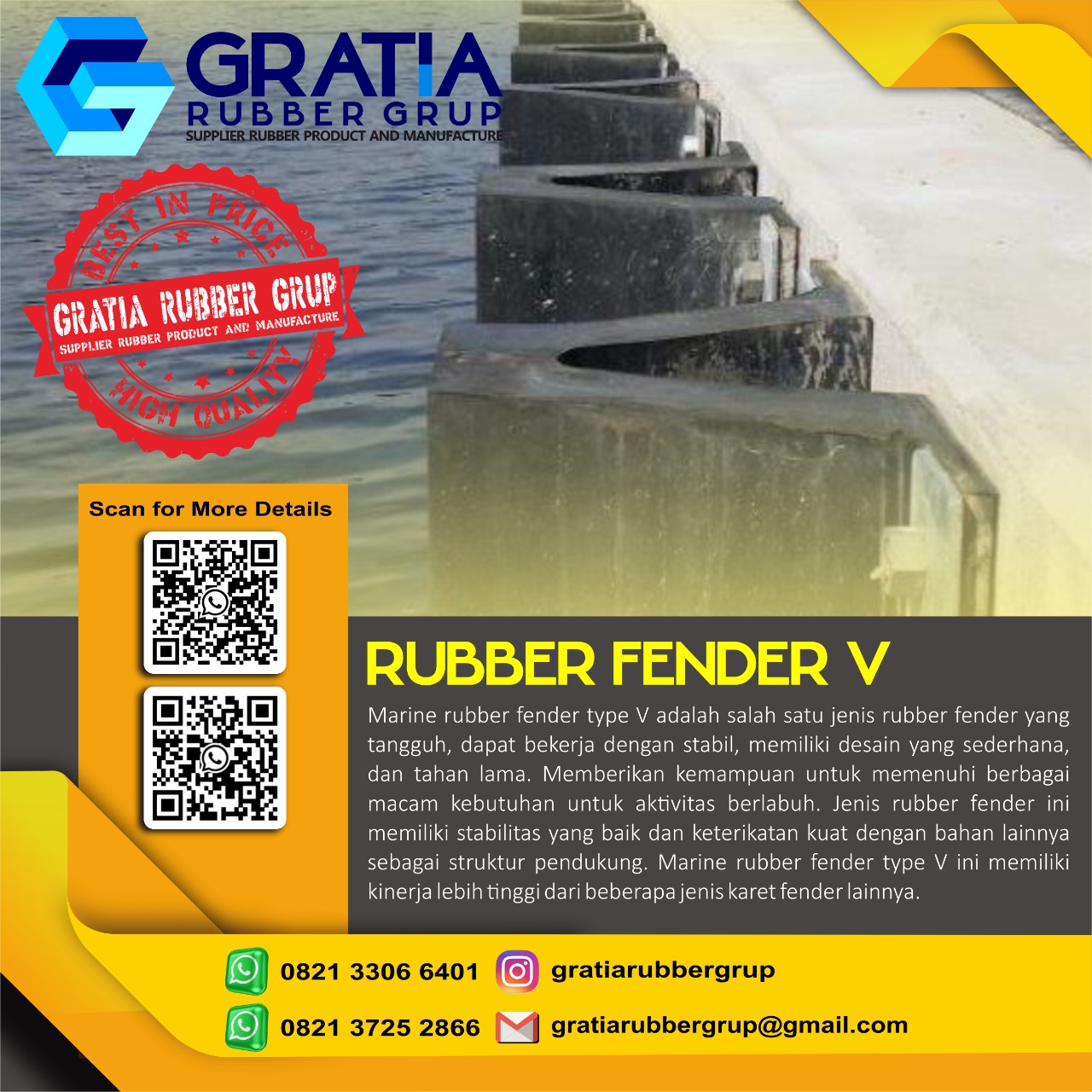 Harga Rubber Bumper Boat Berkualitas  Melayani Pengiriman Ke Pagar Alam Sumatera Selatan Hub 0821 3306 0461