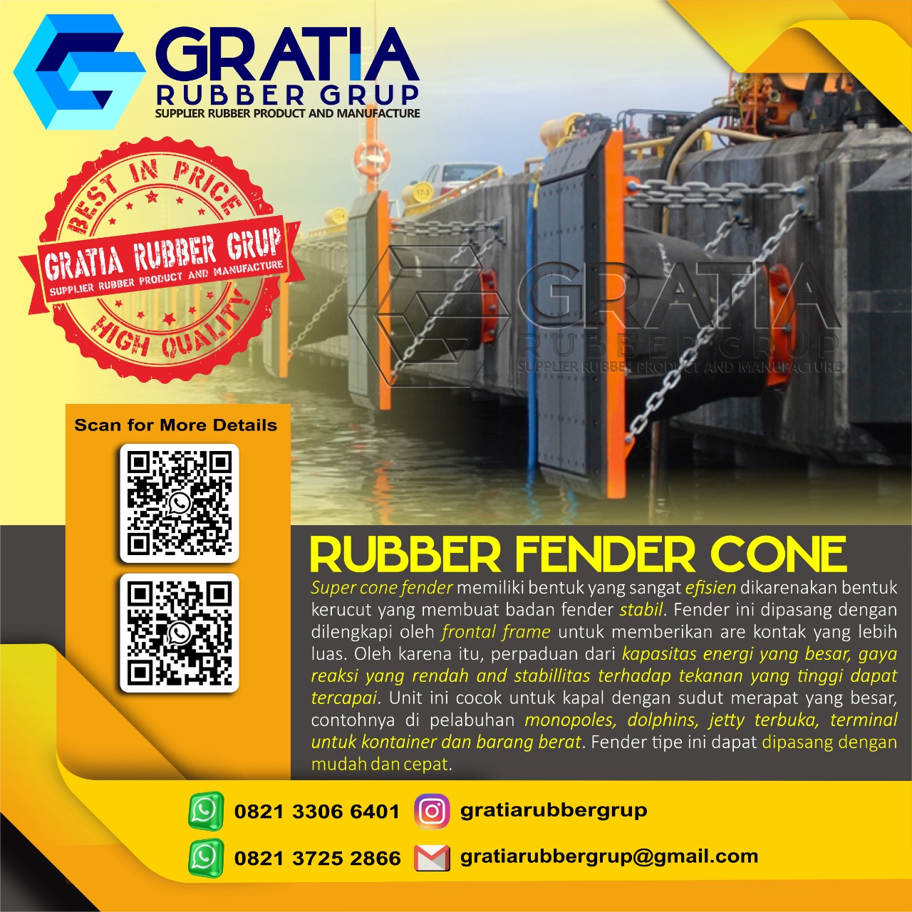 Jual Rubber Fender Terlengkap  Melayani Pengiriman Ke Baubau Sulawesi Hub 0821 3306 0461